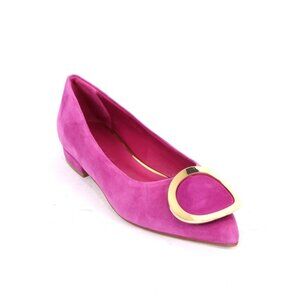 Shana 070 Hot Pink Suede Leather Pumps Loafers Shoes